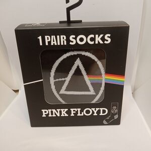 PINK FLOYD Socks In Gift Box Black Crew Socks White & Rainbow Sz 7-12 NEW IN BOX